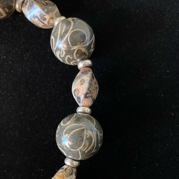 1950s Natural Tortilla Jasper Stone Collar Necklace - Picture 4 of 8